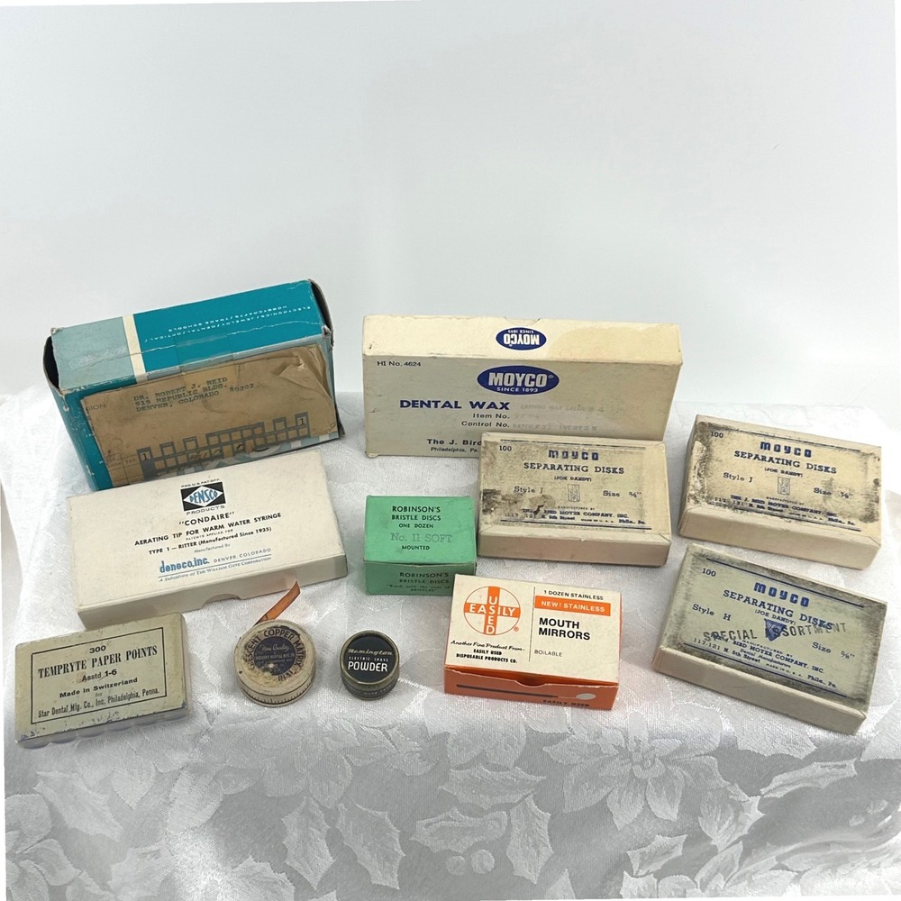 Moyco Densco Vintage Dental Supplies Mixed Medical Tools Boxed Oddities Retro MC